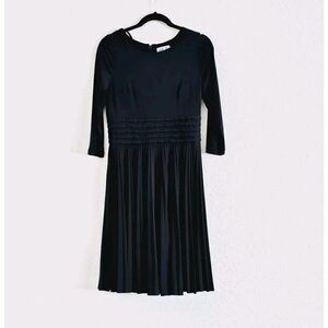 Eliza J Pleated Long Sleeve Little Black Dress Women's Size 6  LBD